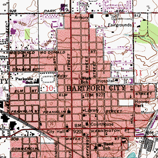 Topographic Map of Blackford High School, IN