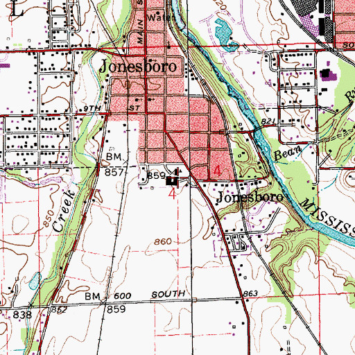 Topographic Map of J C Knight Elementary School, IN