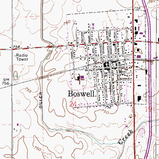 Topographic Map of Boswell Elementary School, IN