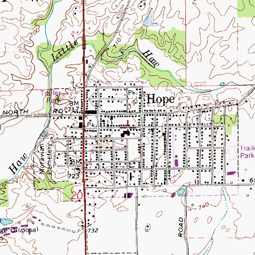 Topographic Map of Hope Elementary School, IN