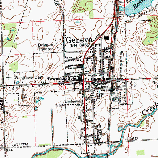 Topographic Map of Geneva Elementary School, IN