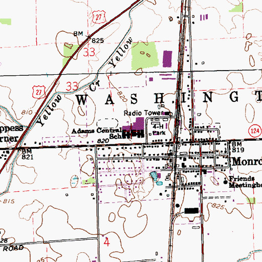 Topographic Map of Adams Central Middle School, IN