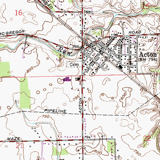 Topographic Map of Acton Elementary School, IN