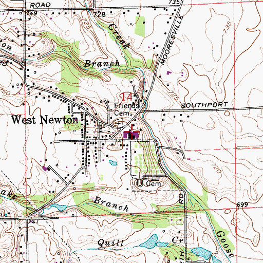 Topographic Map of West Newton Elementary School, IN