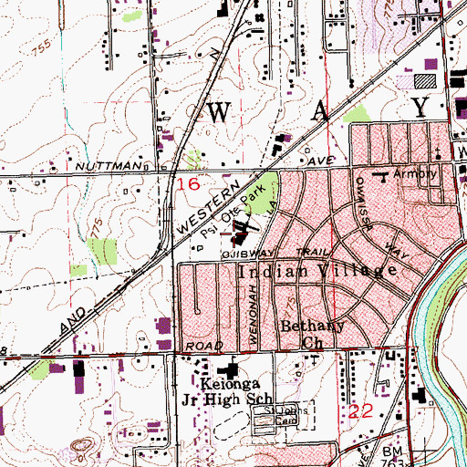Topographic Map of Indian Village Elementary School, IN