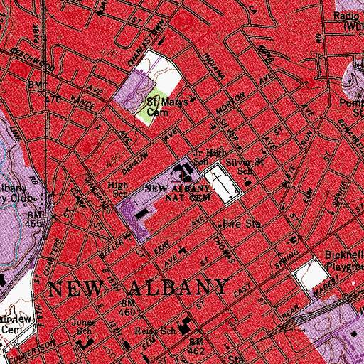 Topographic Map of Nathaniel Scribner Junior High School, IN