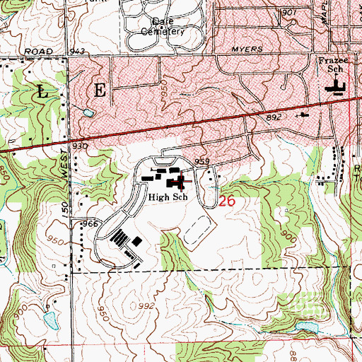 Topographic Map of Eastview Elementary School, IN