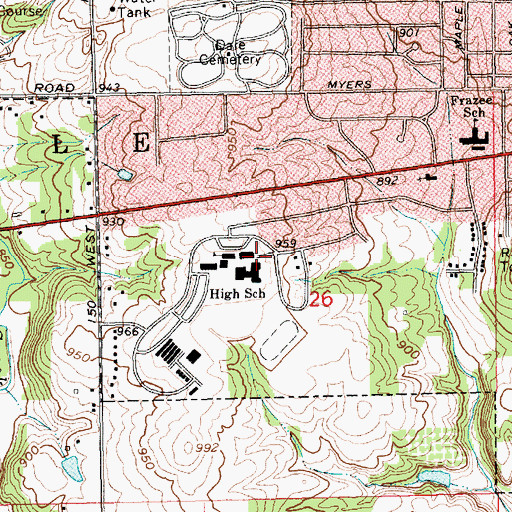Topographic Map of Connersville Area Vocational School, IN