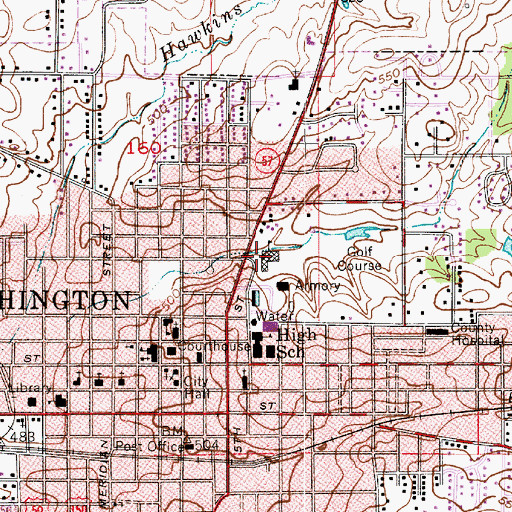 Topographic Map of North Elementary School, IN