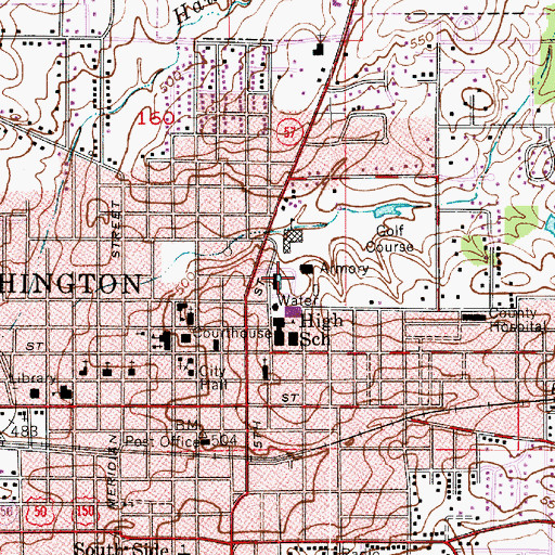 Topographic Map of Washington High School, IN