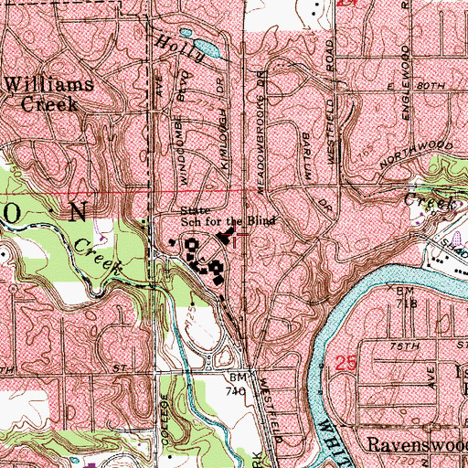 Topographic Map of Indiana School for the Blind, IN