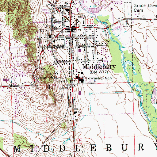 Topographic Map of Middlebury Elementary School, IN