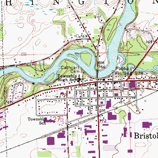 Topographic Map of York Elementary School, IN