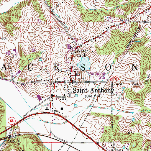 Topographic Map of Saint Anthony School, IN