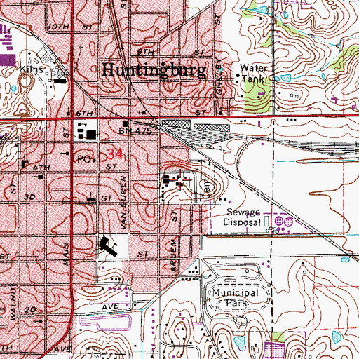 Topographic Map of Crestview Elementary School, IN