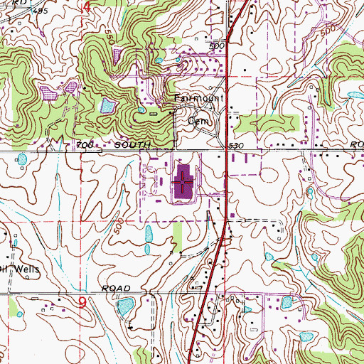 Topographic Map of Southridge High School, IN