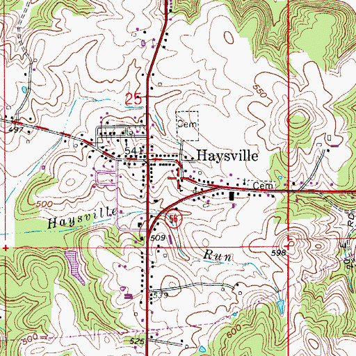 Topographic Map of Haysville Elementary School, IN