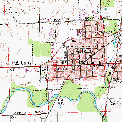 Topographic Map of Albany Elementary School, IN