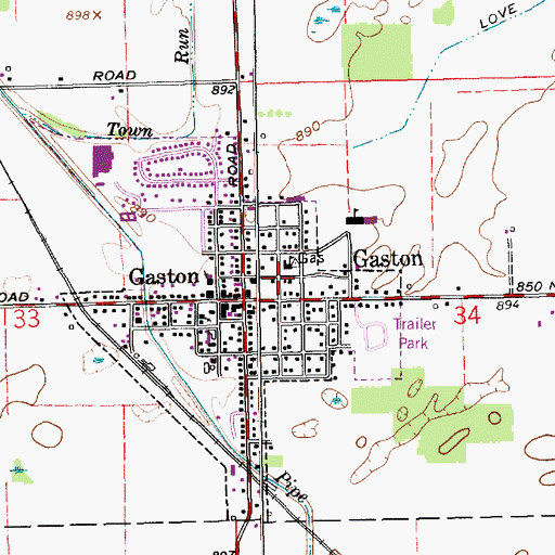 Topographic Map of Gaston Elementary School, IN