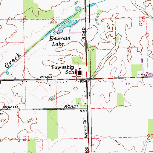 Topographic Map of Wes-Del Middle School, IN