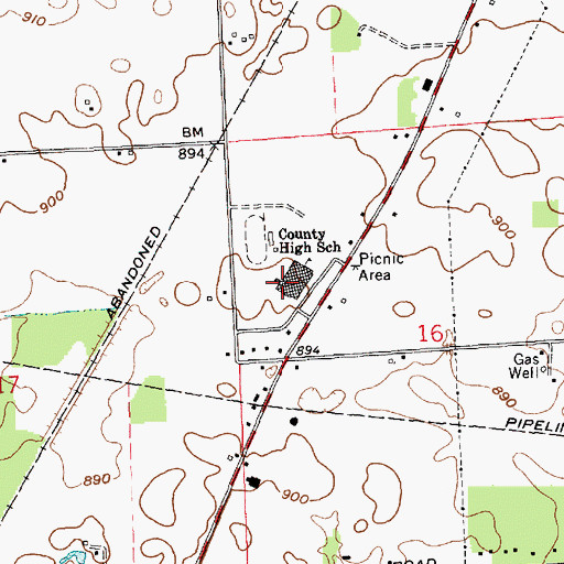 Topographic Map of Dekalb Junior High School, IN