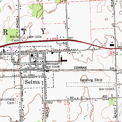 Topographic Map of Selma Middle School, IN