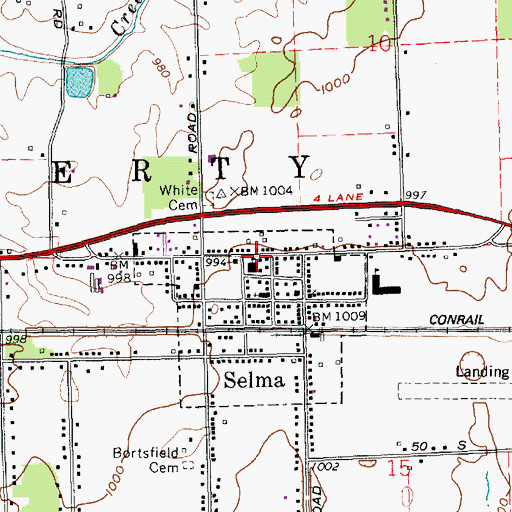 Topographic Map of Selma Elementary School, IN