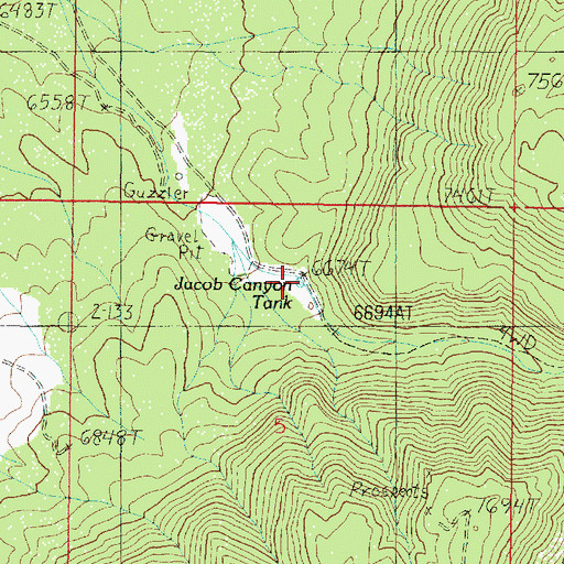 Topographic Map of Jacob Canyon Tank, AZ
