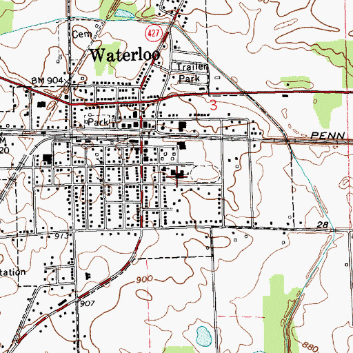 Topographic Map of Waterloo Elementary School, IN