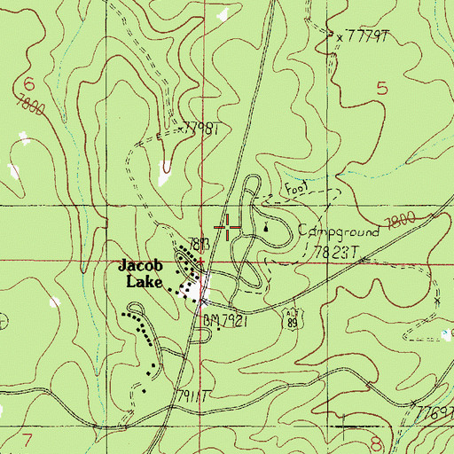 Topographic Map of Jacob Lake Campground, AZ