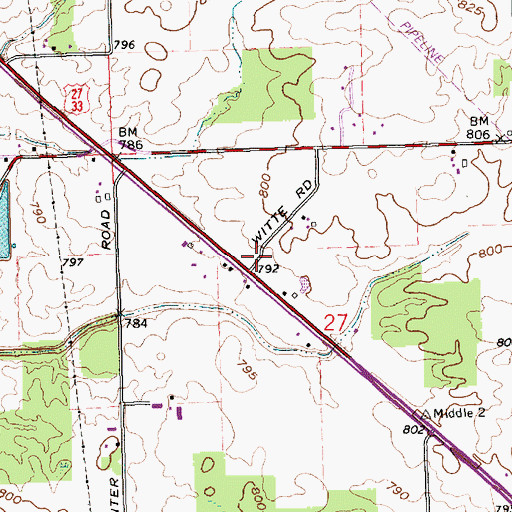 Topographic Map of Middletown, IN