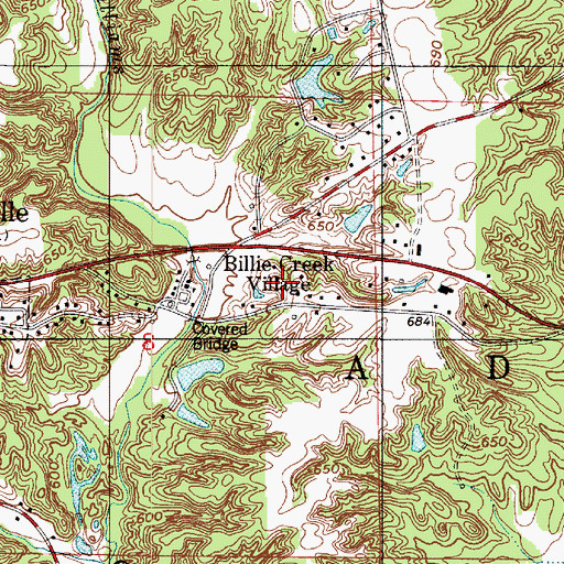 Topographic Map of Beeson Covered Bridge, IN
