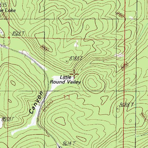 Topographic Map of Little Round Valley, AZ