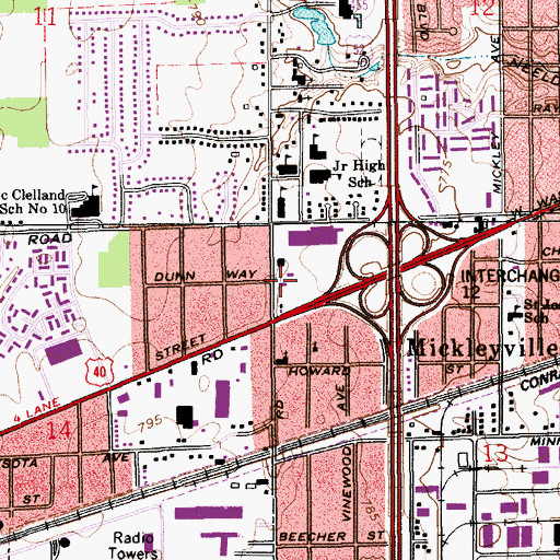 Topographic Map of Ben Davis, IN