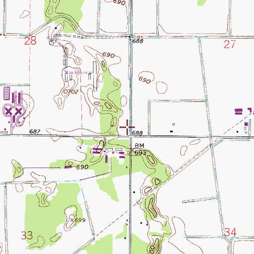 Topographic Map of Moffitt, IN