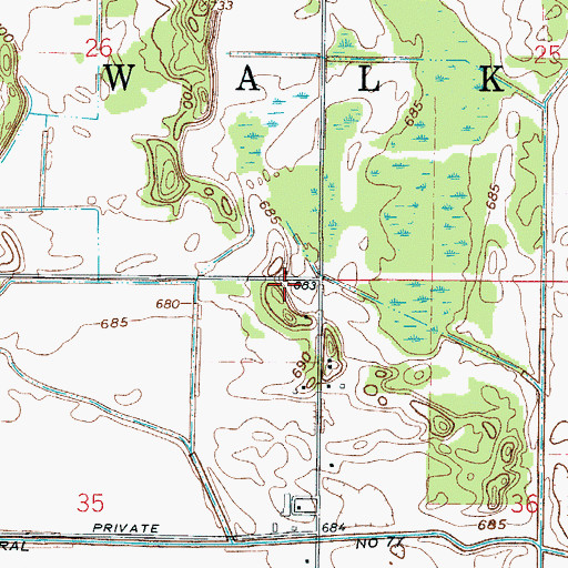 Topographic Map of Laura, IN