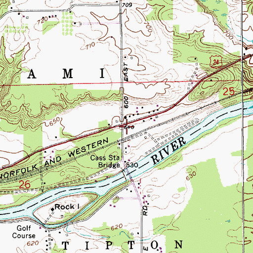 Topographic Map of Danes, IN