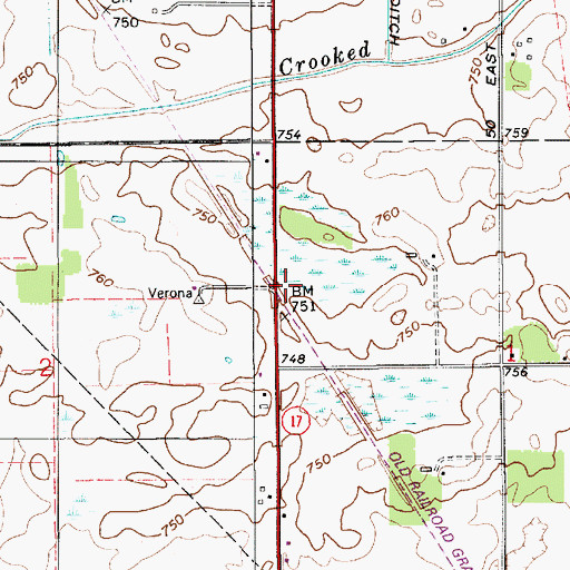 Topographic Map of Verona, IN