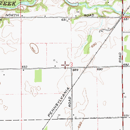 Topographic Map of Flax, IN