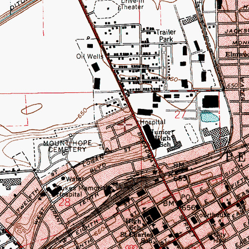 Topographic Map of Ridgeview, IN