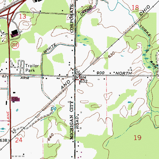 Topographic Map of Merrick, IN