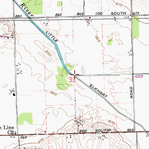 Topographic Map of Emma Creek, IN
