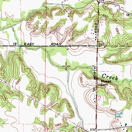 Topographic Map of Snake Creek, IN