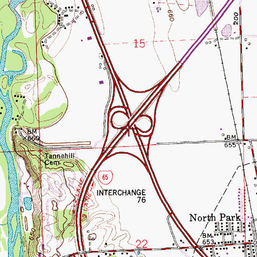 Topographic Map of Interchange 76, IN