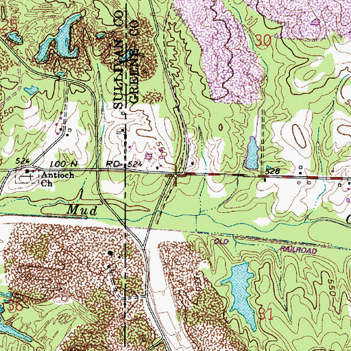 Topographic Map of Antioch, IN
