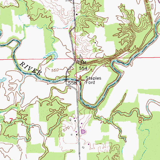 Topographic Map of Staples Ford, IN
