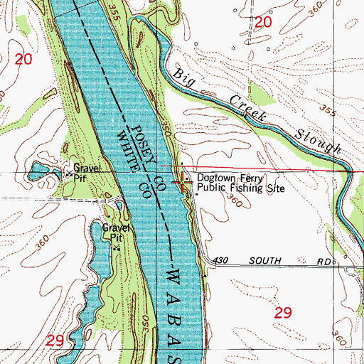 Topographic Map of Dogtown Ferry Public Fishing Site, IN