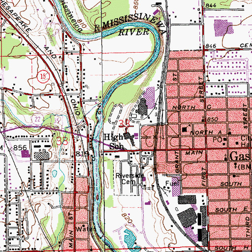 Topographic Map of Mississinewa High School, IN