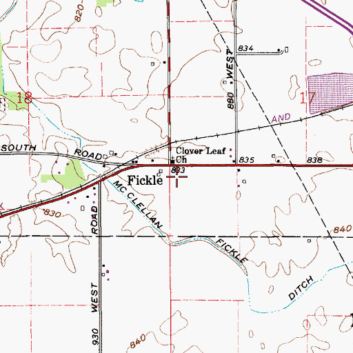 Topographic Map of Fickle, IN
