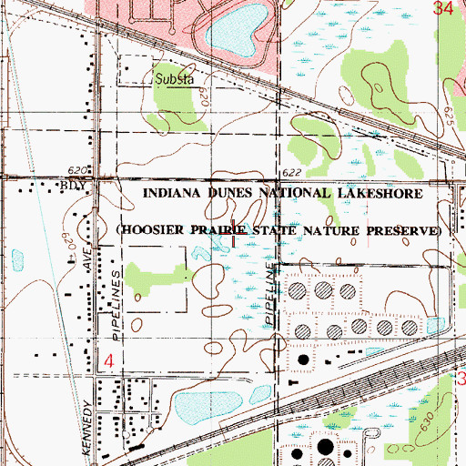 Topographic Map of Hoosier Prairie State Nature Preserve, IN